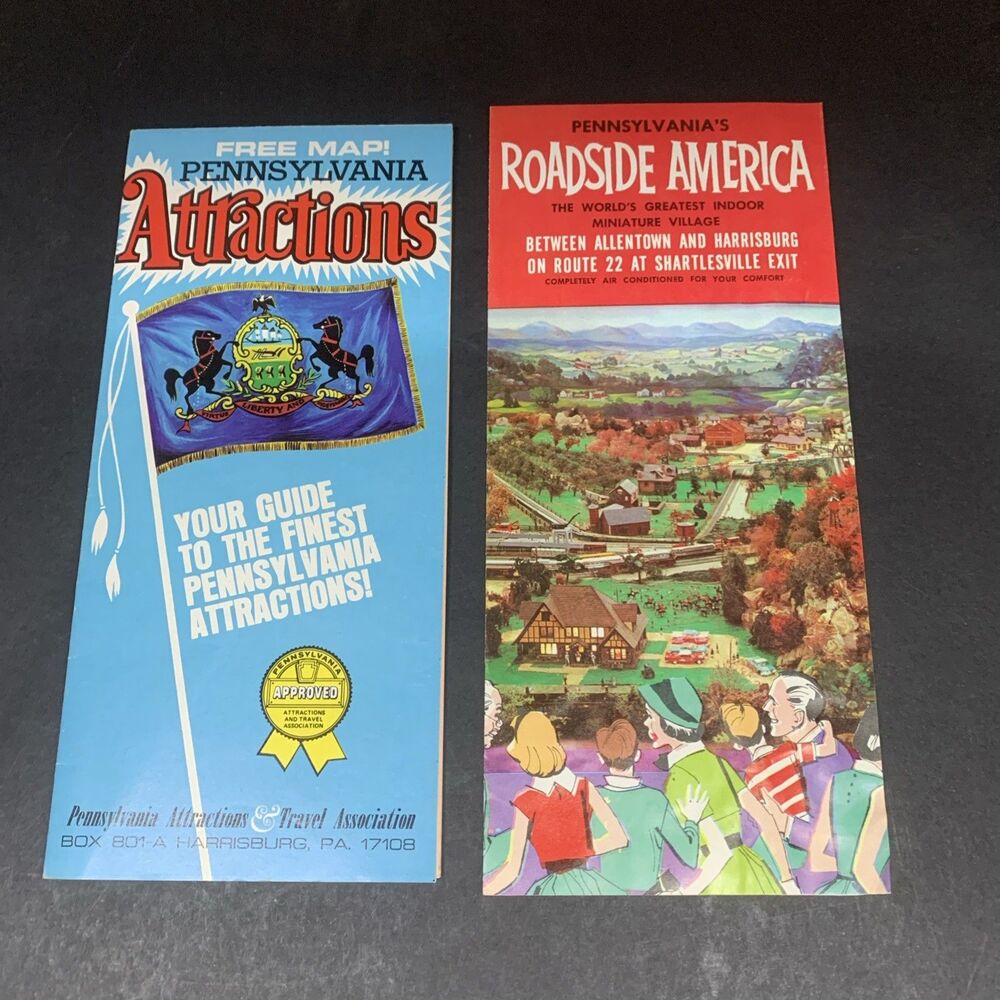 Lot Of 2 1970s Pennsylvania roadside attractions maps
